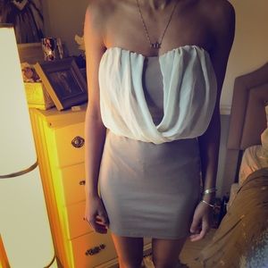 Light tan and cream mid dress